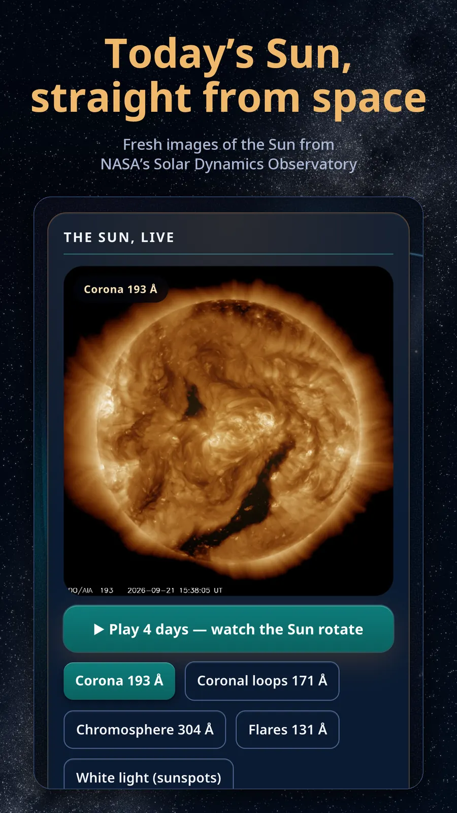 Today’s Sun, straight from space — Fresh images of the Sun from NASA’s Solar Dynamics Observatory